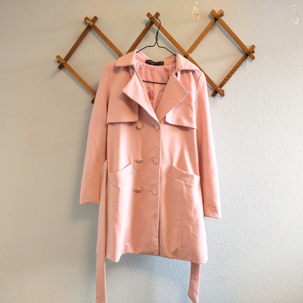 Pink Double Breasted Trench Coat